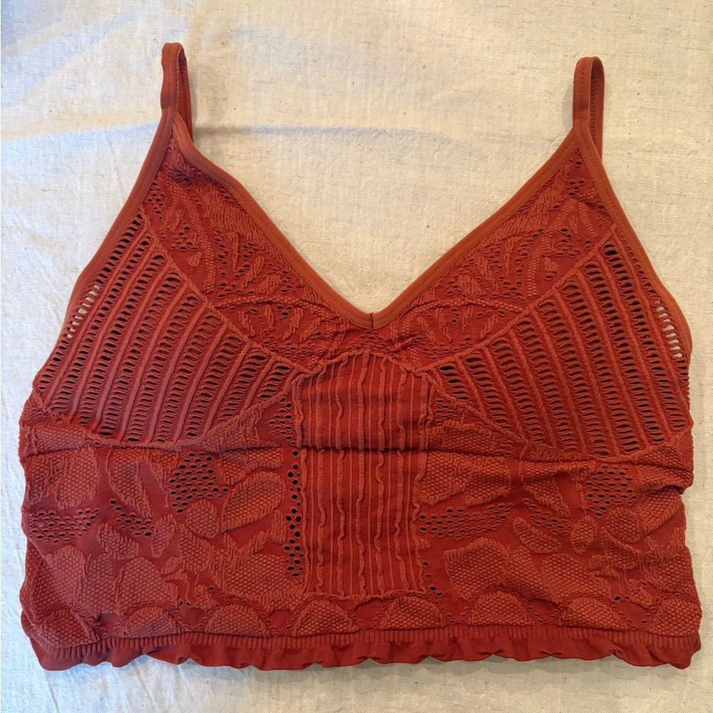 Fornia Rust Orange Floral Bralette - Size Medium